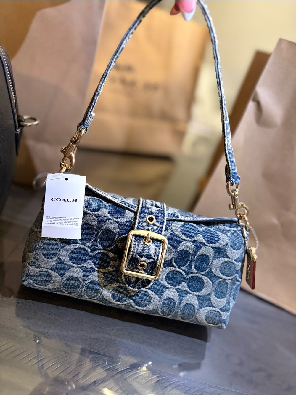 Coach Abbie Shoulder Bag in Signature Regenerative Cotton Denim.